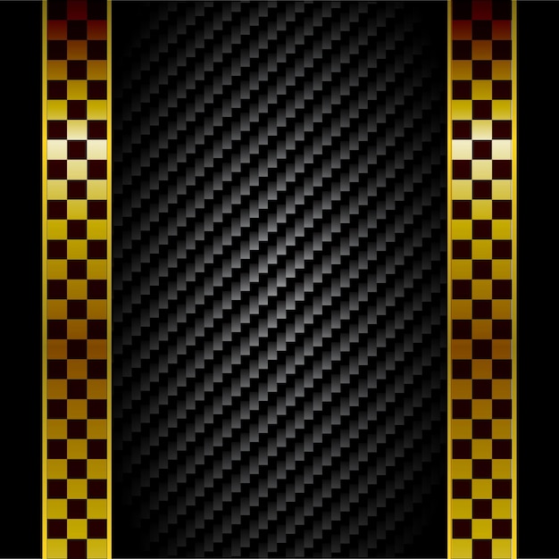 Golden carbon checkered background