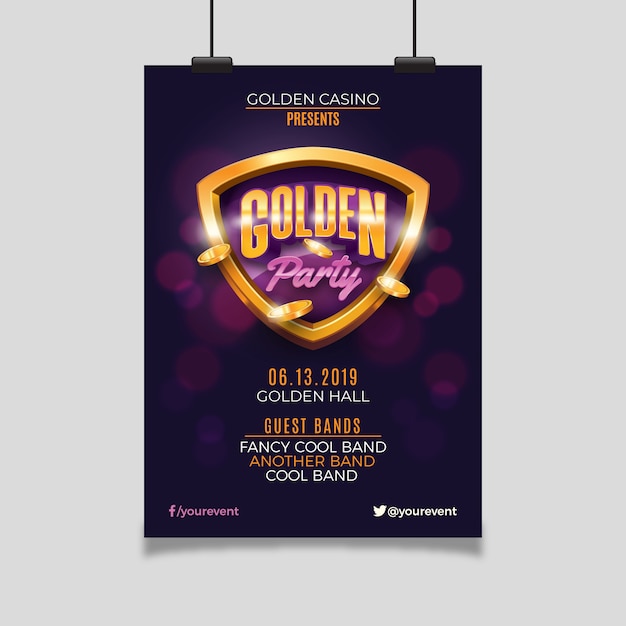 Golden Casino Party Flyer Template