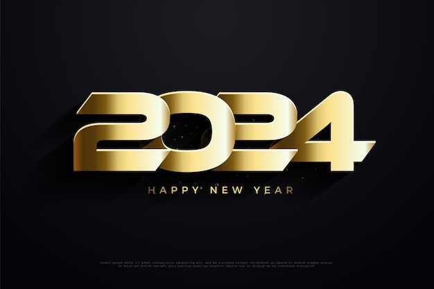 golden celebration numbers stacked with smooth effect new year 2024