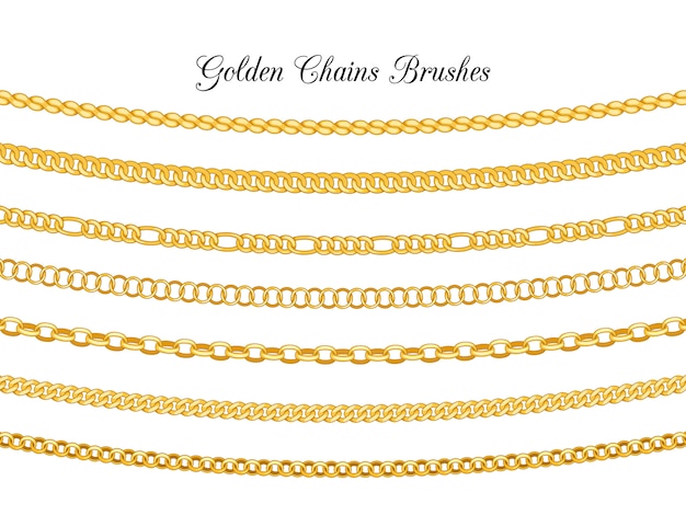 Golden chains brushes isolated