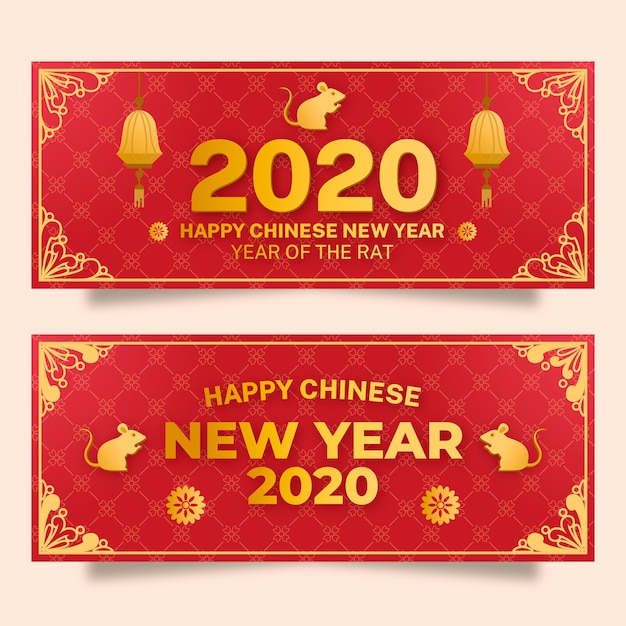 Golden chinese new year banners template