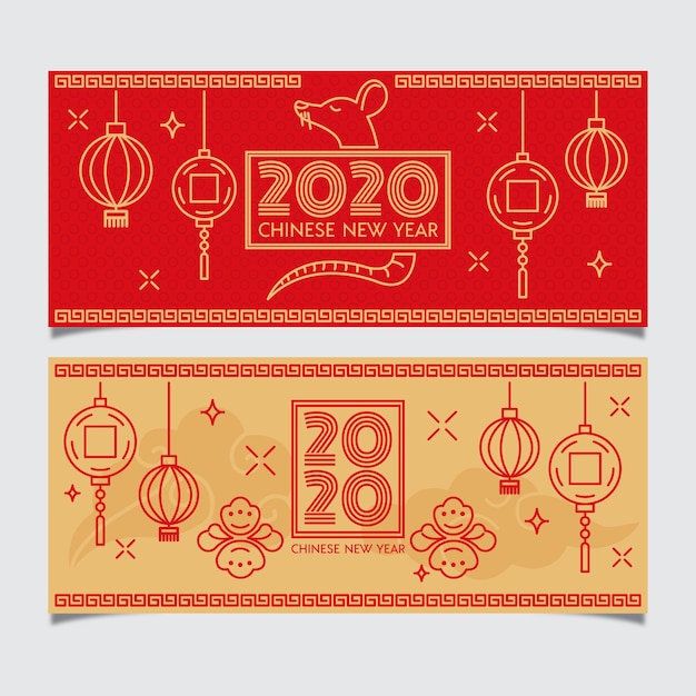 Golden chinese new year banners template