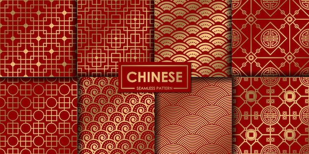 Golden chinese pattern collection