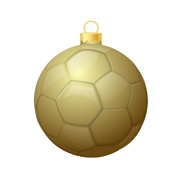 Golden christmas soccer ball icon for christmas tree