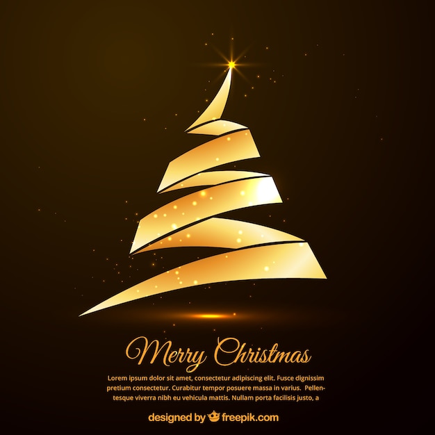 Vector golden christmas tree card