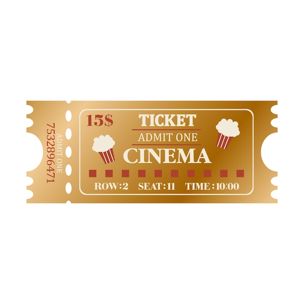 Golden cinema ticket Admit one ticket