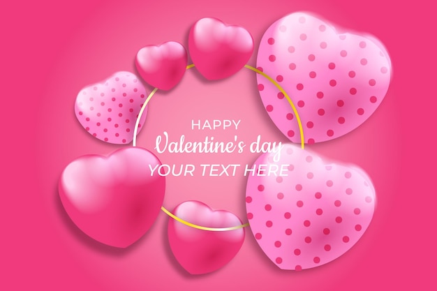 Golden circle and assorted heart shape valentines day background