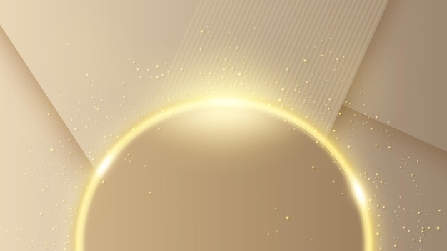 Golden Circle Hole Background Elegant Gold Light Line Widescreen Vector Illustration