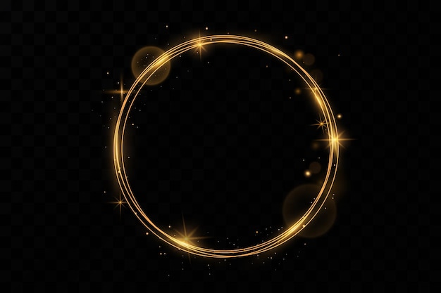 Golden circle with fire effects.Light effect.Vector.