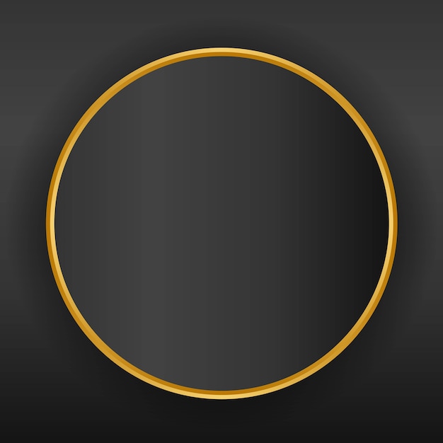 Golden Circles Border, Round Frame on Dark Background.