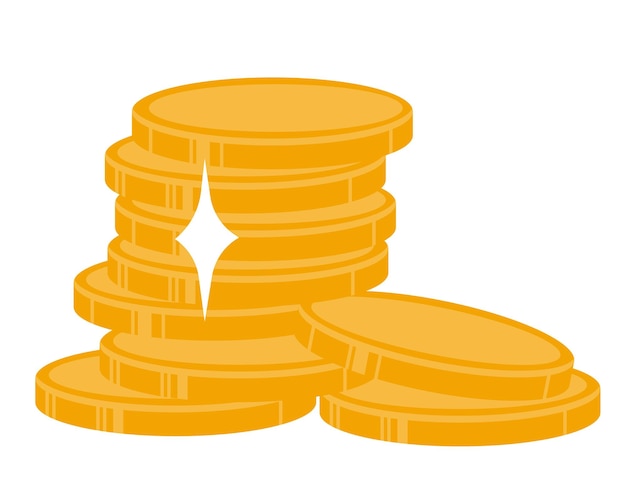 Golden coins in a stack in cartoon style Money gold coins stacks concept of savings and dividends