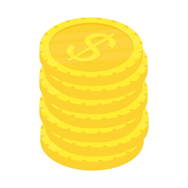 Golden coins stack icon. Money dollar yellow symbol.