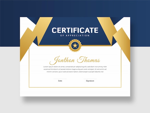 Golden Color Certificate Award Design Template