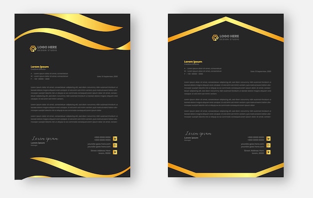 golden color luxury letterhead or corporate modern business luxury letterhead design template