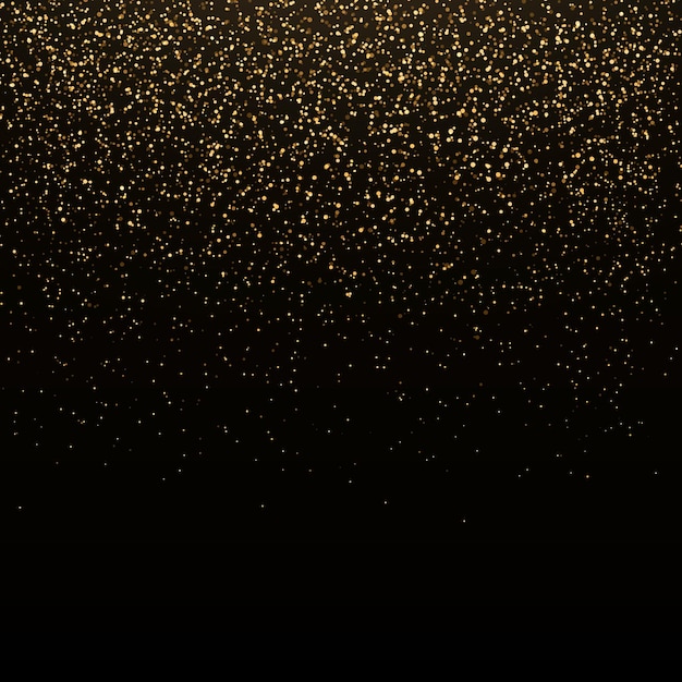 Golden confetti and glitter texture on a black background