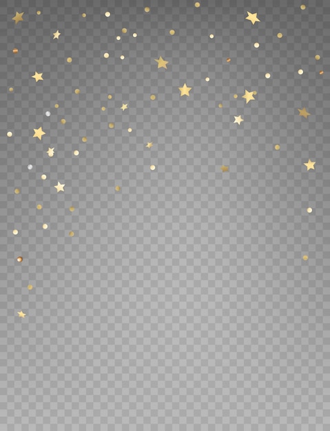 Golden confetti vertical clipart. luxury flying gold confetti and stars isolated