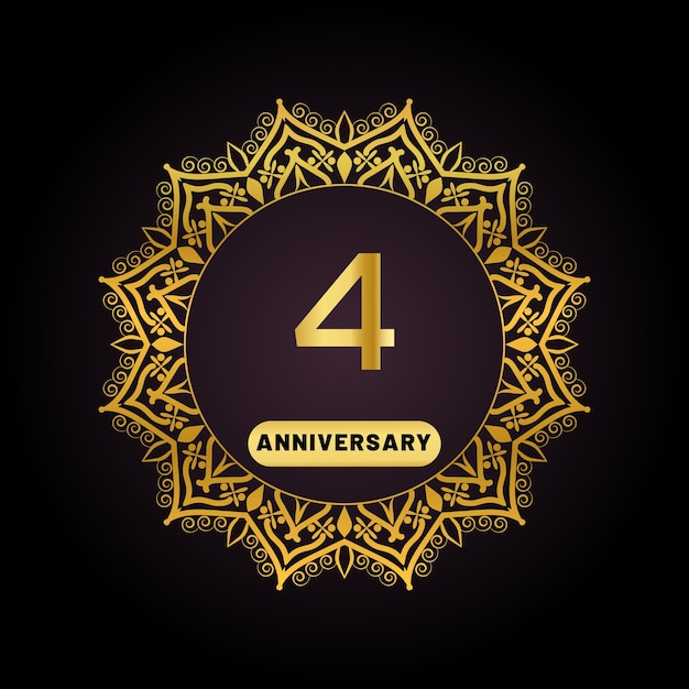 Golden crown on black background, vintage style for 4th anniversary