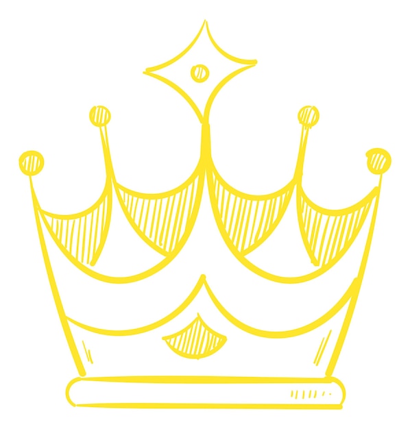 Golden crown in hand drawn style. Winner symbol isolated on white background