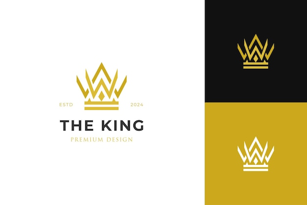 Golden crown premium logo icon design Modern luxury brand graphic element sign Vector illustration