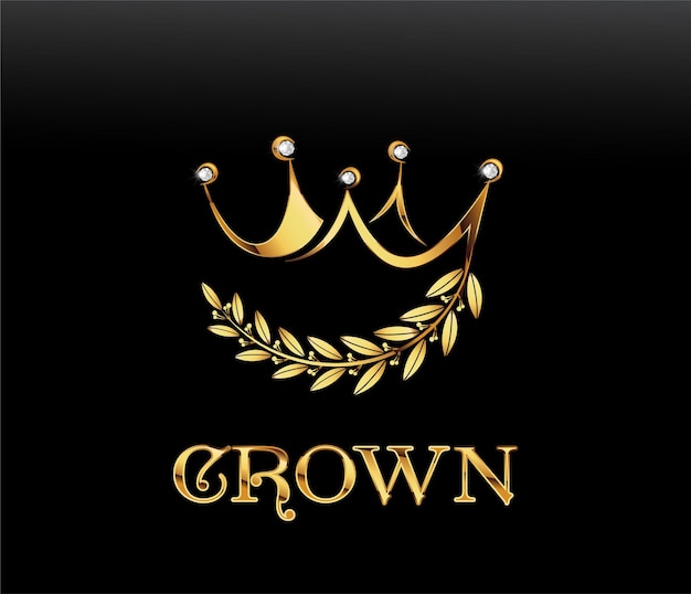 Golden Crown With Gradient Mesh   royal Template Vector Illustration