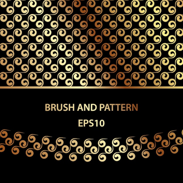 Golden curls brush and pattern template for illustrator Abstract set for decoration