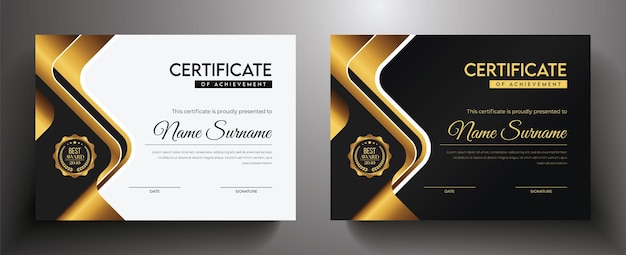 Golden and dark black luxury certificate template