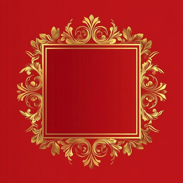 Golden decorations on a rich red background