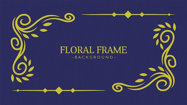 Golden decorative floral frame background