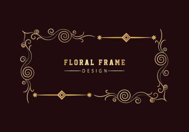 golden decorative floral luxury frameFloral retro pattern