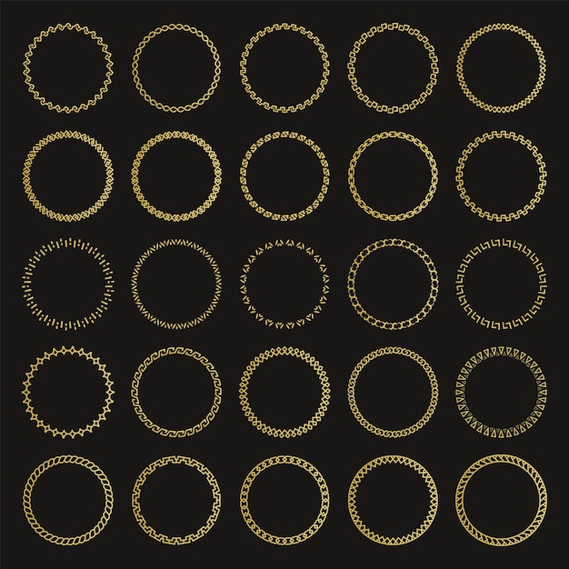 Golden decorative round frames collection