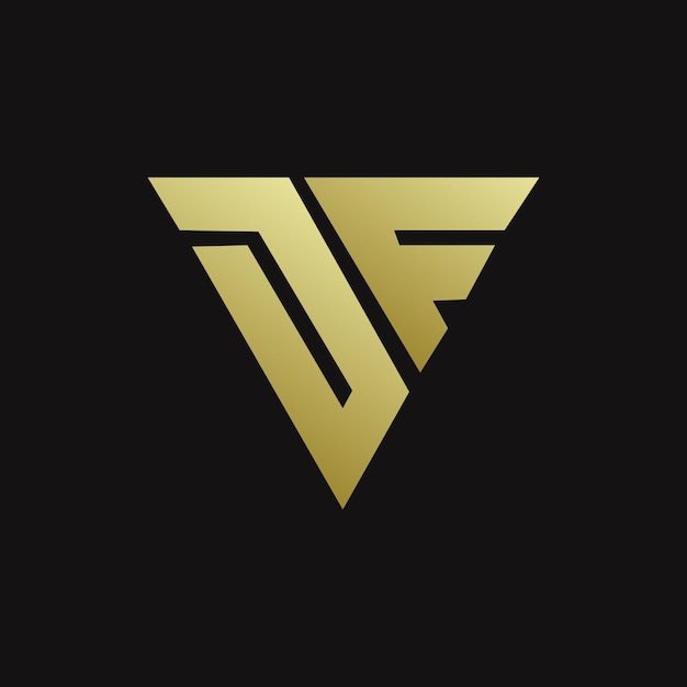 Golden DF logo design with black background