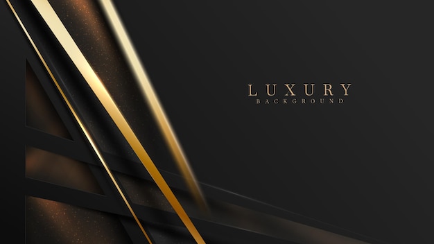 Golden diagonal with sparkle glitter light effects elements, Luxury black background.