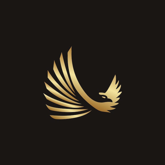 Golden eagle logo on a black background