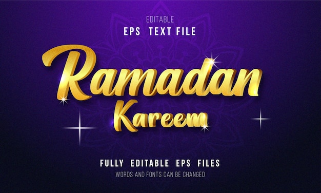 Golden and Editable Ramadan kareem text effect style