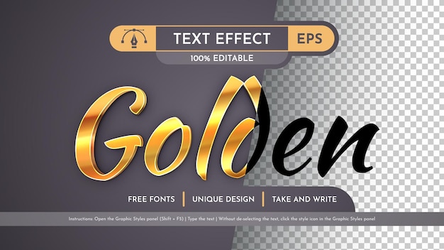 Vector golden editable text effect font style