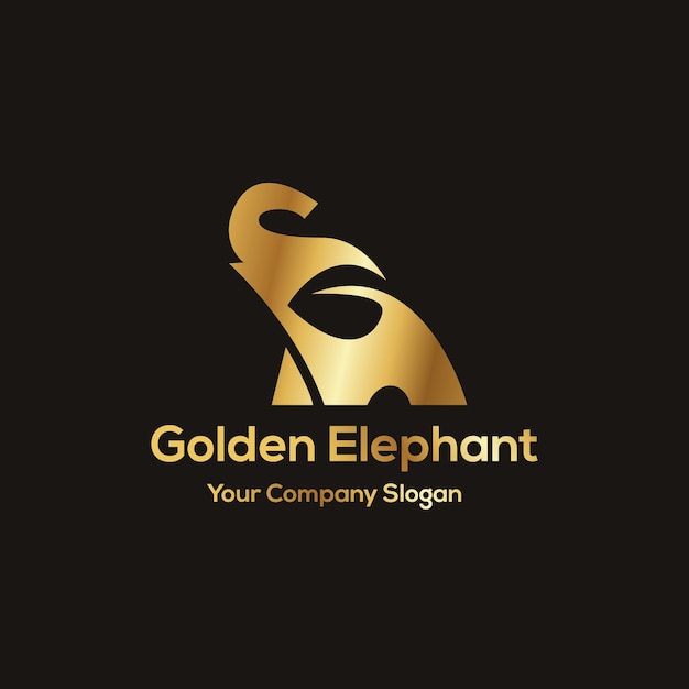 Golden elephant logo design template