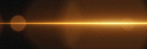 Vector golden explosion of glare magic neon light horizontal beam on a transparent background