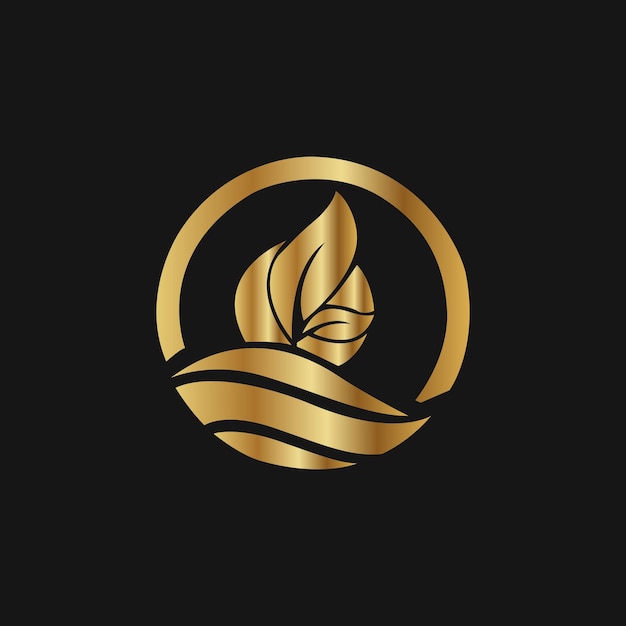 A golden farm logo design concept