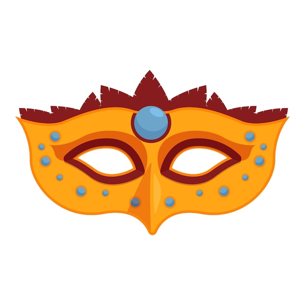 Golden feather carnival mask icon cartoon vector Fashion festival