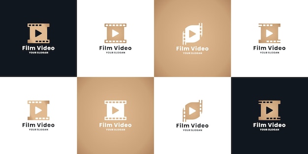 Golden film direction logo design bundle