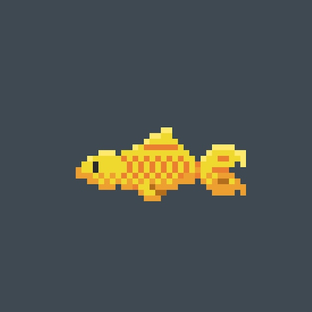 golden fish in pixel art style