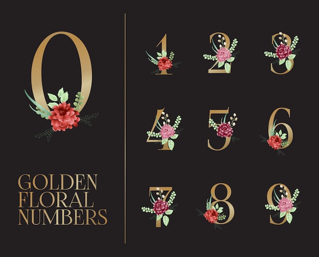 Golden floral numbers collection