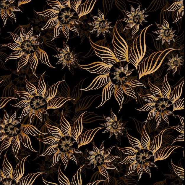 Vector golden floral seamless patern