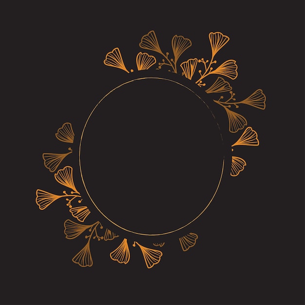 golden foliage round frame