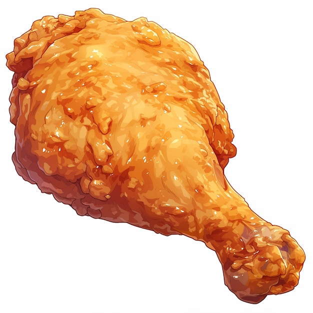 Golden Fried Chicken Crispy Cartoon Style