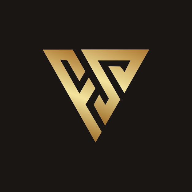 Golden FS logo design on a black background