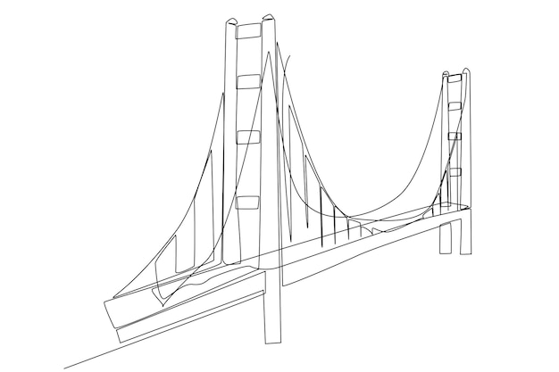 Golden gate bridge in America line art