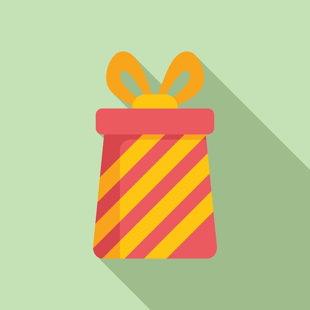 Golden gift box icon flat vector Offer object