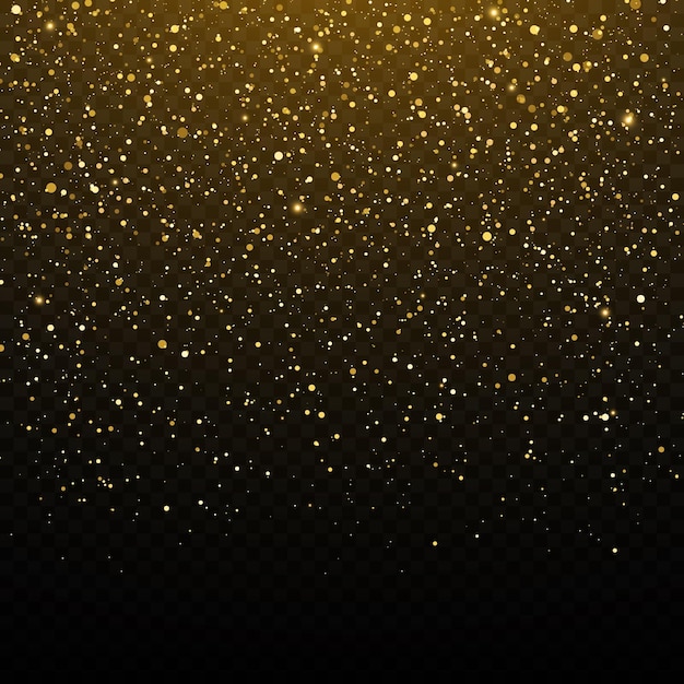 Golden glitter background Yellow dust bokeh effect Abstract falling golden lights and stars