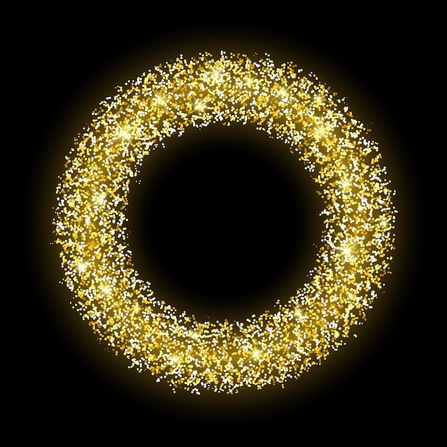 Vector a golden glitter circle with sparkles on it